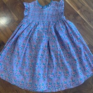 Pink Chicken Stevie Dress. Lavender Posey Block Print